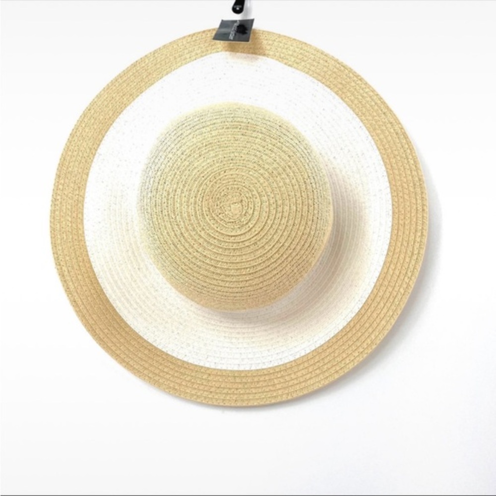 Chic Natural and White Straw Hat